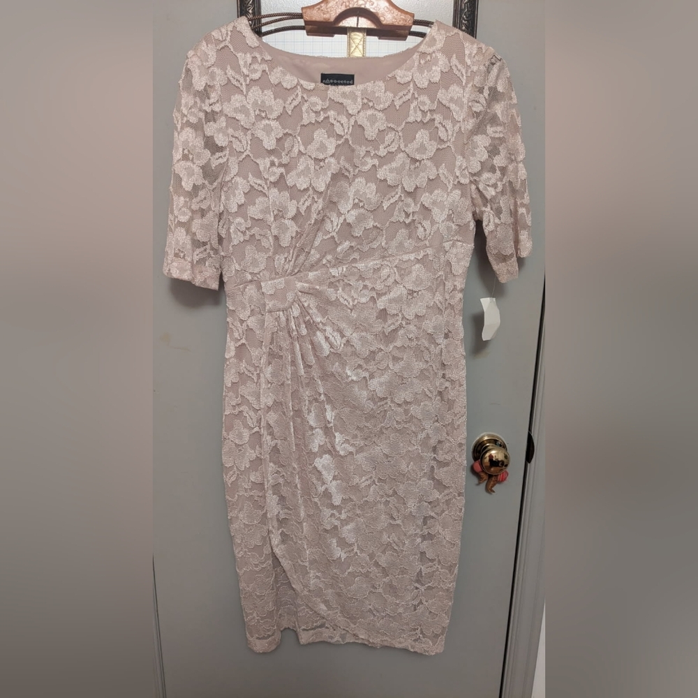 Chic Lace Midi Dress in Soft Pink